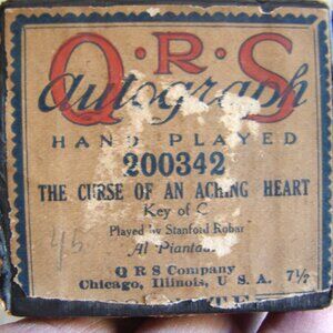 QRS 'The Curse of an Aching Heart' #200342 PLAYER PIANO ROLL, Piantadosi